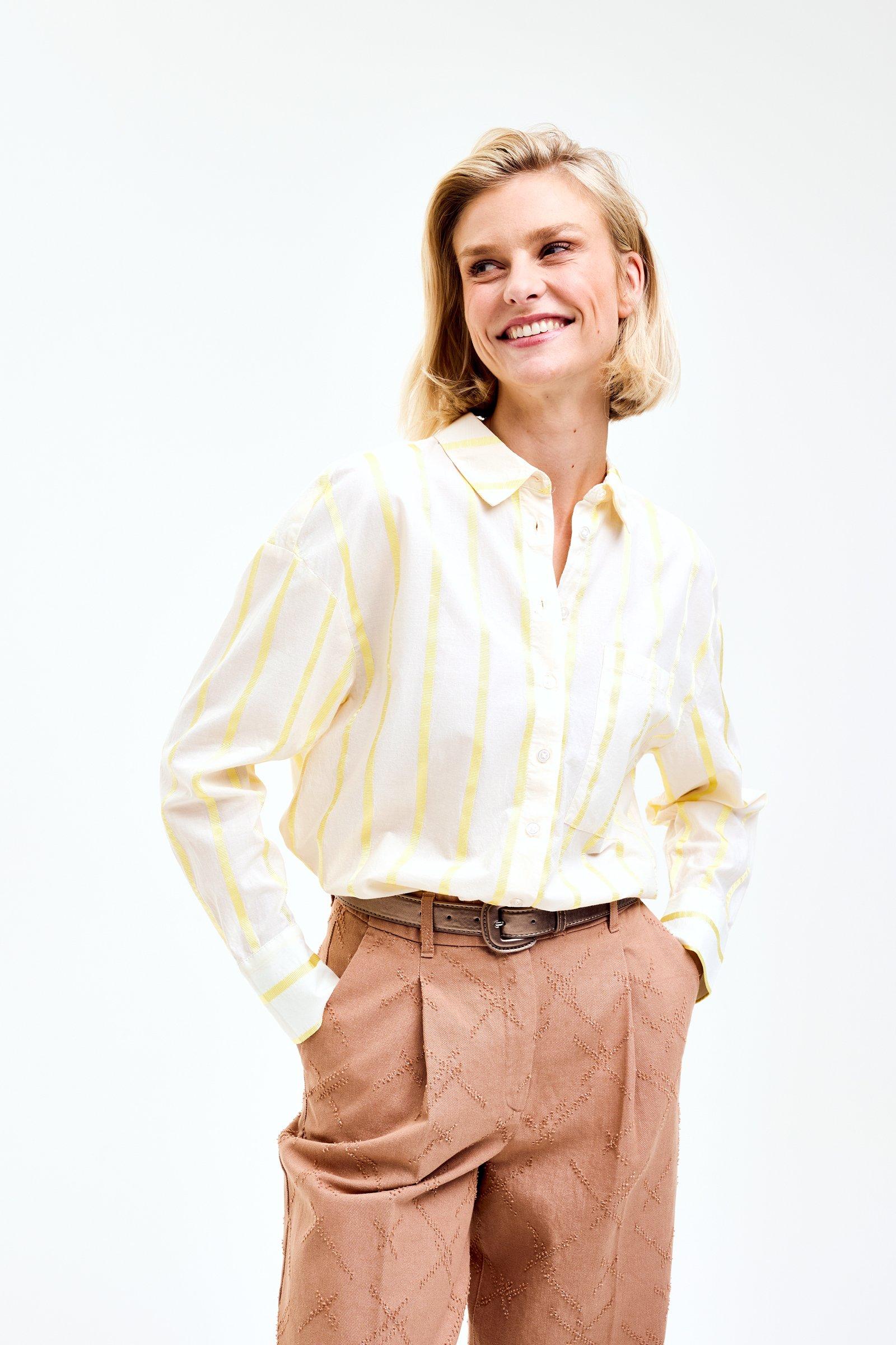 SUPER blouse lange mouwen lichtgeel CKS Fashion
